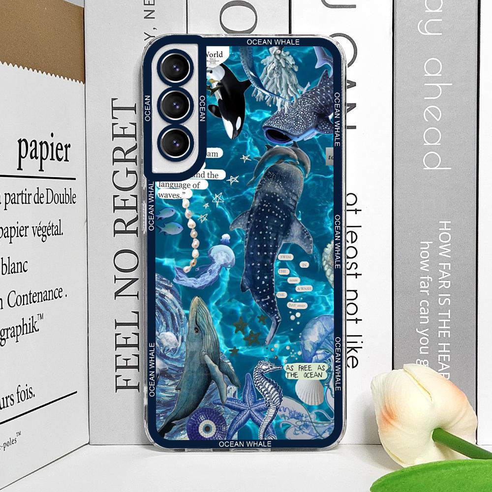 

Ocean Whale Shark Swimming Clear Phone Case for Samsung A55 A54 A53 A51 A70 A32 A31 A22 A13 4G 5G Soft Cover Aesthetic Art Funda Samsung A55