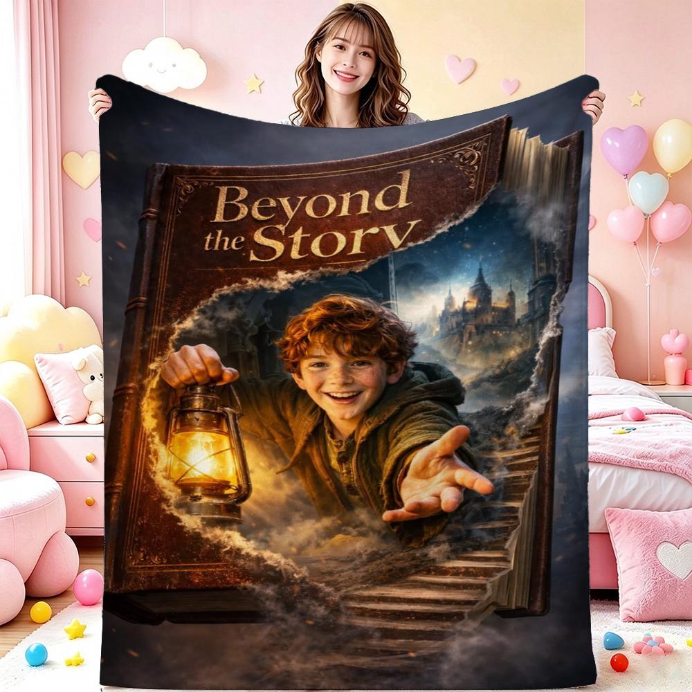 Adventure Beyond Story Printed Flannel Blanket Thick Soft Fleece Blanket For Living Room Sofa Balcony Home Decor Holiday Gift