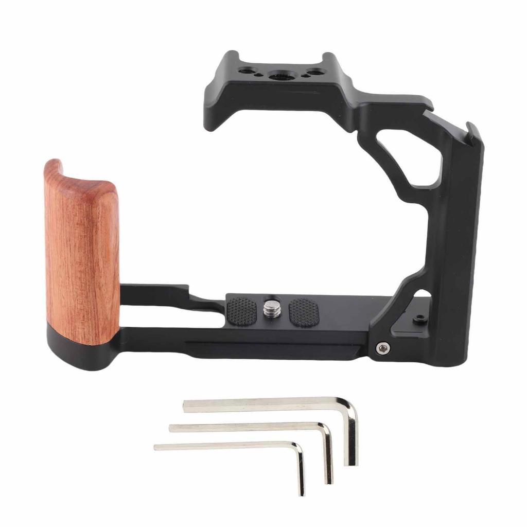Wood Handle Metal Camera Cage Wooden Handle Vertical Shooting Camera Cage with 1 4 Inch 3 8 Inch Screw Hole Cold Shoe