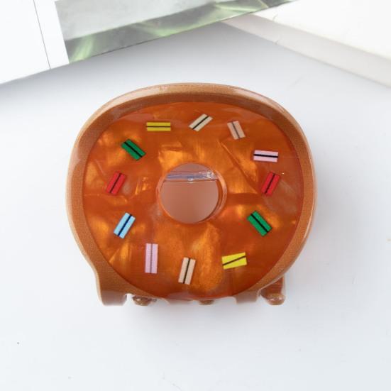 Hair Claw Cartoon Donut Shape Back Head Hair Clip Anti-slip Teeth Strong Grip Shark Hair Clip Versatile Hair Accessory