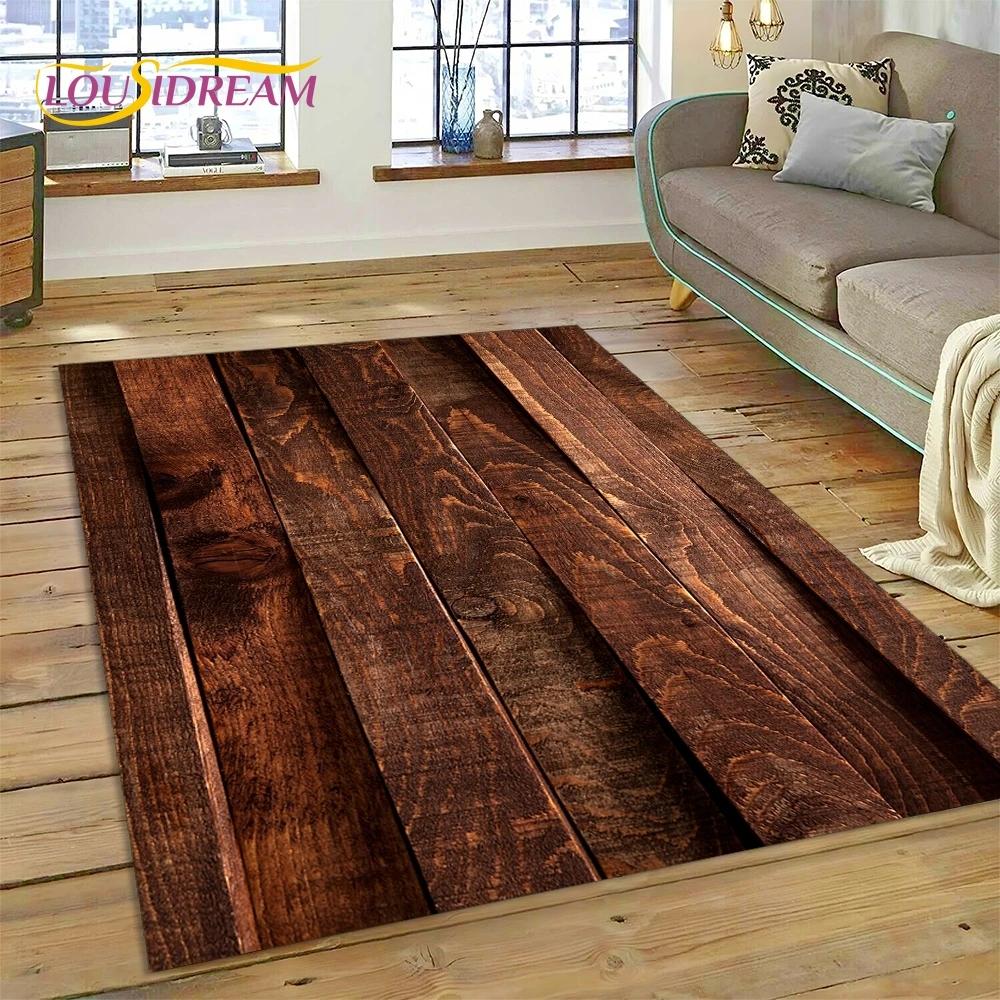 Color 3D Wood Grain Lines Carpet Rug for Bedroom Living Room Home Sofa Decoration,Children Game Large Decor Floor Mat Non-slip