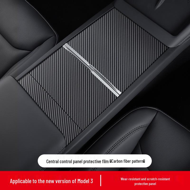Tesla Model Y/3 Console TPU Protective Sticker - Transparent/Carbon Fiber/Wood Grain