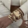 Bracciali Rigidi Hip Hop in Metallo Larghi per Donne Esagerati Irregolari Colore Oro Lucido Braccialetti a Goccia d'Acqua Gioielli Steampunk