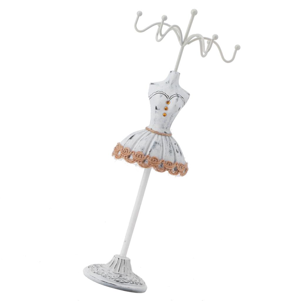 Jewelry Holder Display Necklace Earrings Storage Polyresin Doll Stand with Detachable BracketGrey 2