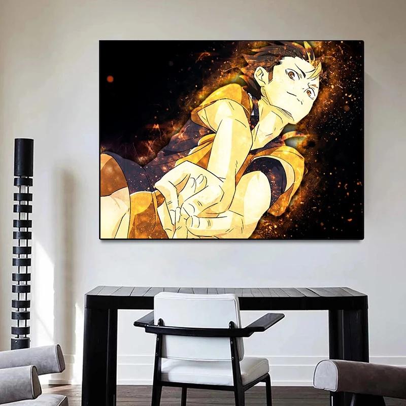 Solid Wood Frame Haikyuu Anime Posters and Wall Prints Pictures Wall Art Decor Japanese Cartoon Home Decor Quality Canvas Paintings Frameless