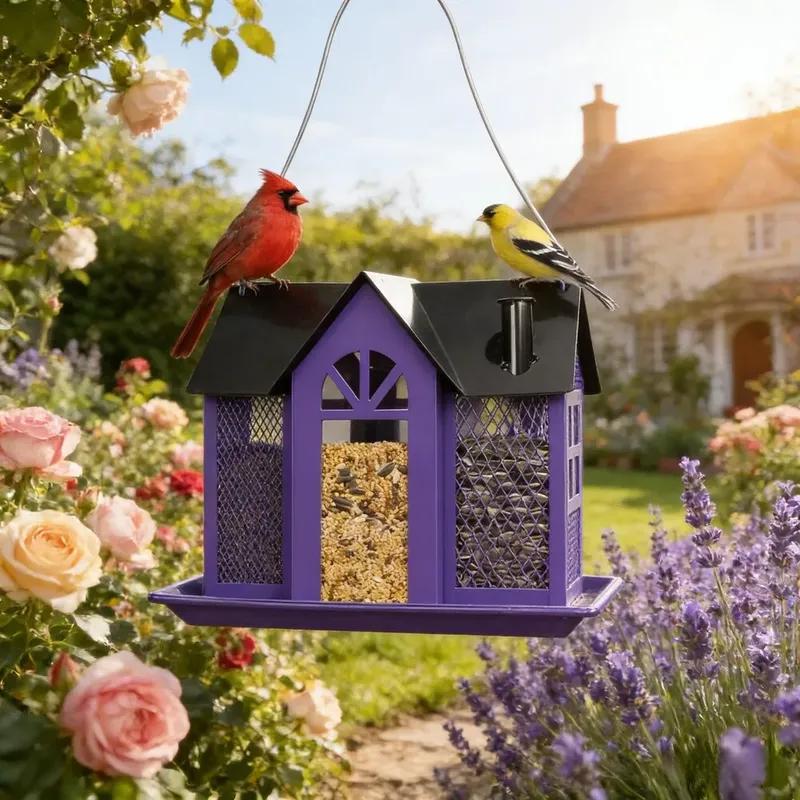 Solar Bird Feeders House For Outdoors Hanging Squirrel Proof Bird Supplies Bird Accessories Small Animal Supplies