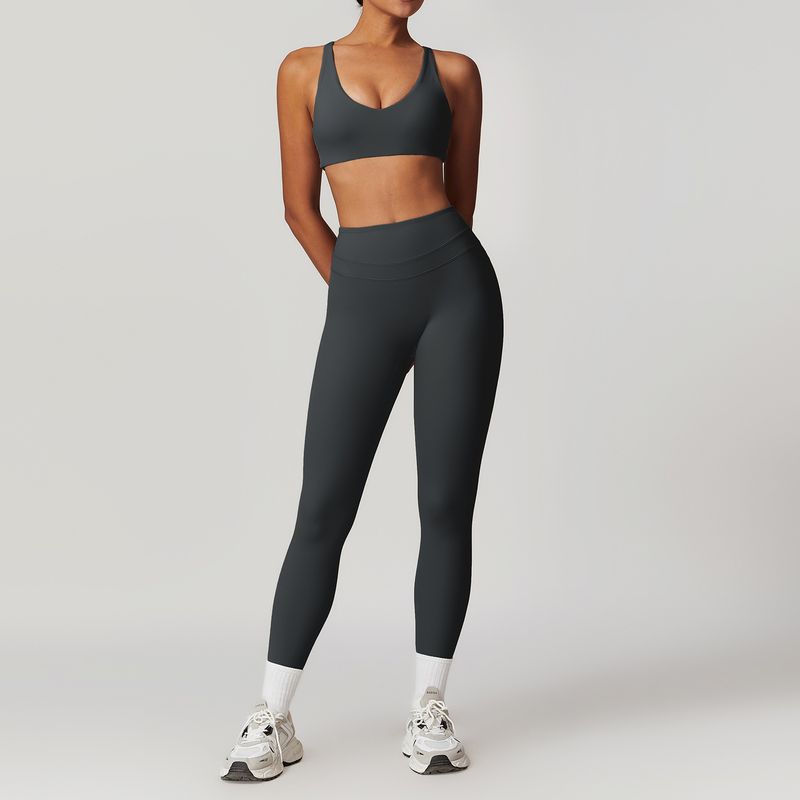 Guangzhou Zechuang Clothing Co., Ltd. Brushed Tight Back Yoga Suit Stretch High Waist Workout Clothes for Women Running