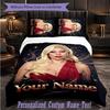 Personalized 3Pcs Bedding SetLady Gaga Custom Text Duvet Cover Pillowcase Set Bedroom Gift