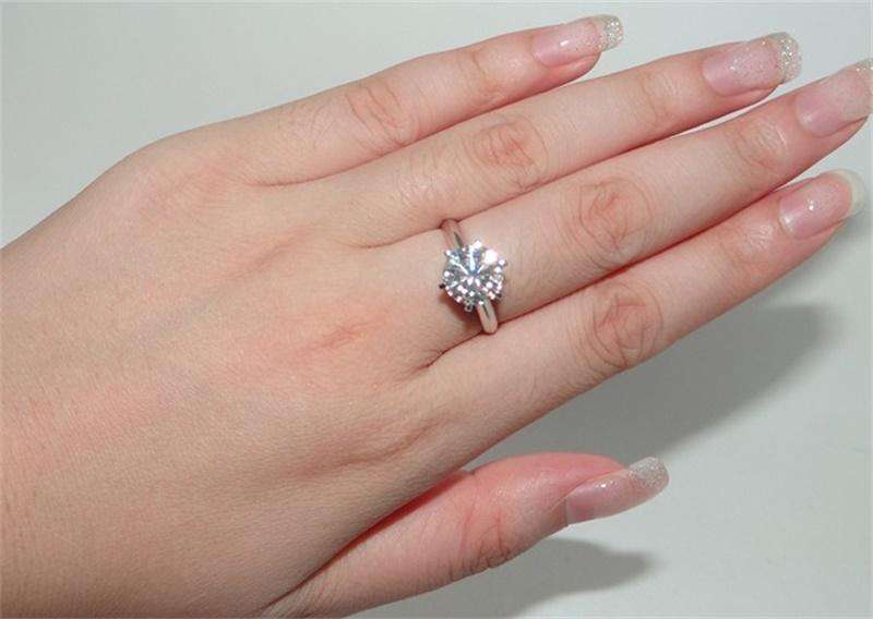 Fashion Jewelry Solitaire 6mm Moissanite S925 Silver Engagement Wedding Band Ring For Women