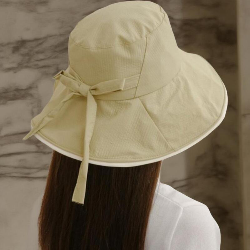 Women's Long Brim Small Fit Ribbon Bucket Hat SS Hat