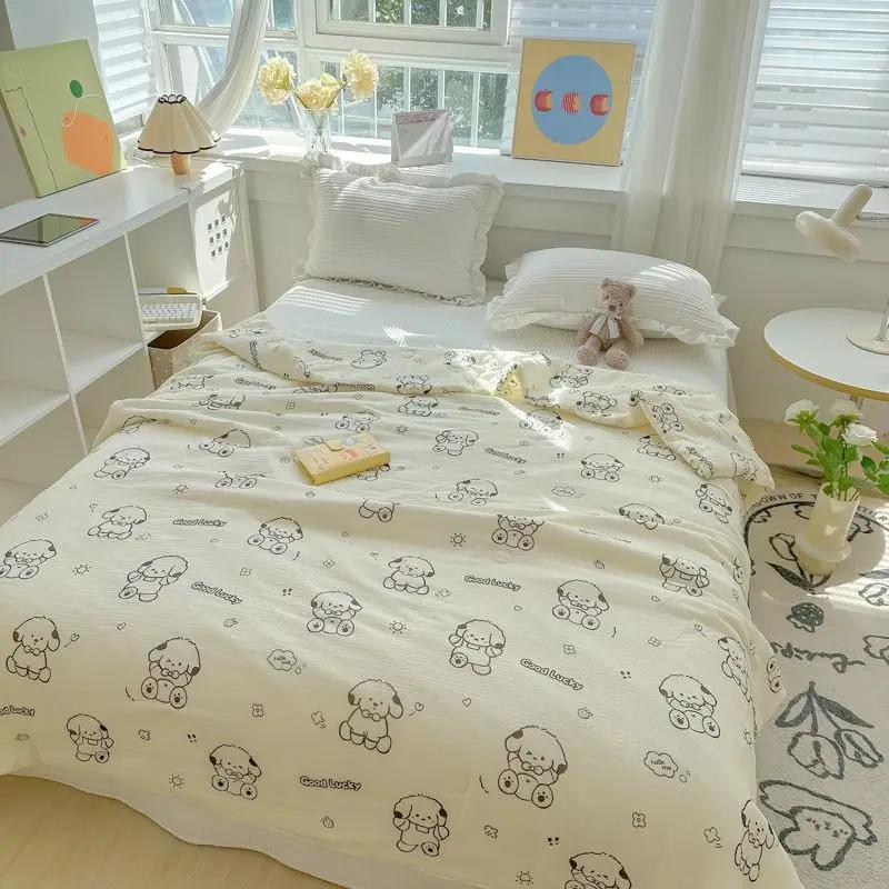 Black White Cartoon Crocodile Summer Quilt Kawaii Animals Print Thin Blanket Air-conditioning Quilted Quilt for Kids Boys Girls