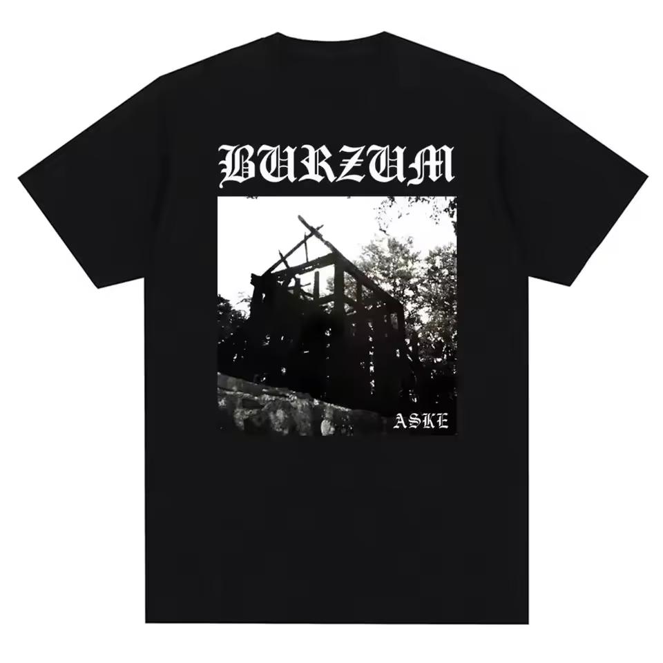 Vintage metal band Burzum album cover print music T-shirt, unisex casual short sleeve, large size, gender-neutral