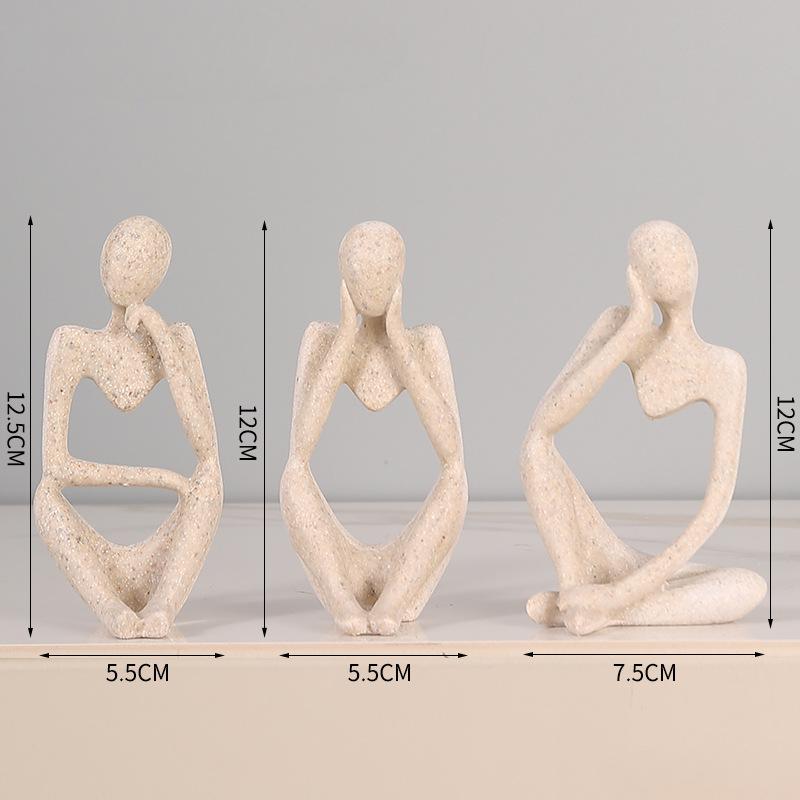 

Абстрактная скульптура «Мыслитель» в стиле смолы, статуя домашнего декора, акценты, коллекционные фигурки, домашний офис, книжная полка, декор для рабочего стола 3 pcs with a set