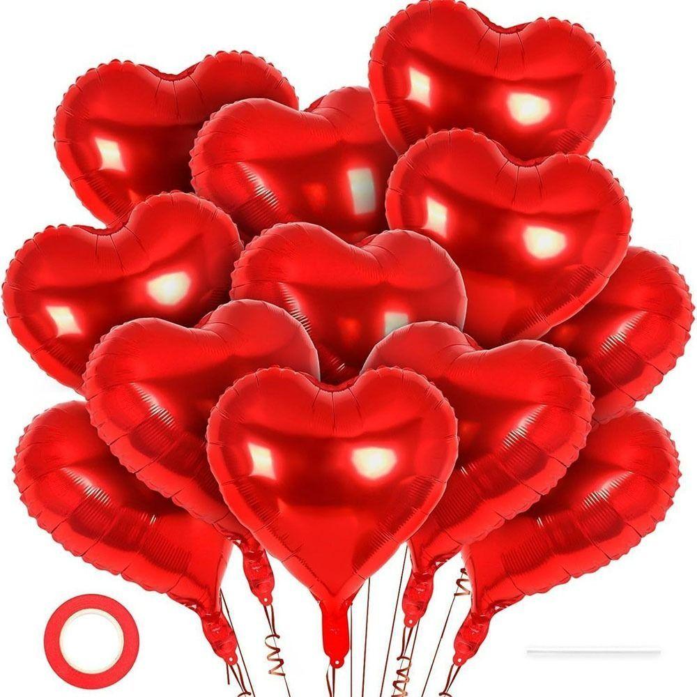 12Pcs Inflatable Heart Foil Balloons 18 Inch Valentine's Day Balloon  Birthday Party