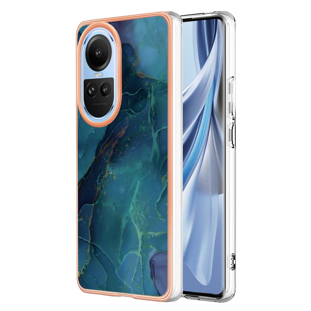 YB IMD Series-16 Style E TPU Case for Oppo Reno10 5G (Global) Electroplating 2.0mm Marble Pattern IMD Phone Cover