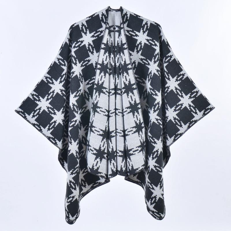 New Imitation Cashmere Women's Shawl Warm Split Cape Travel Four Seasons Double-sided Outer Scarf Cape