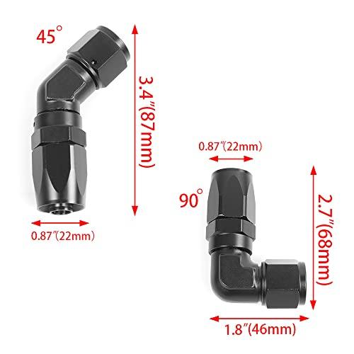 MUTEKI Fitting Adapter Fitting an6 Cooling System Oil Cooler Intercooler Aluminum Oil Cooler Fitting Joint Forged (AN6-90°)
