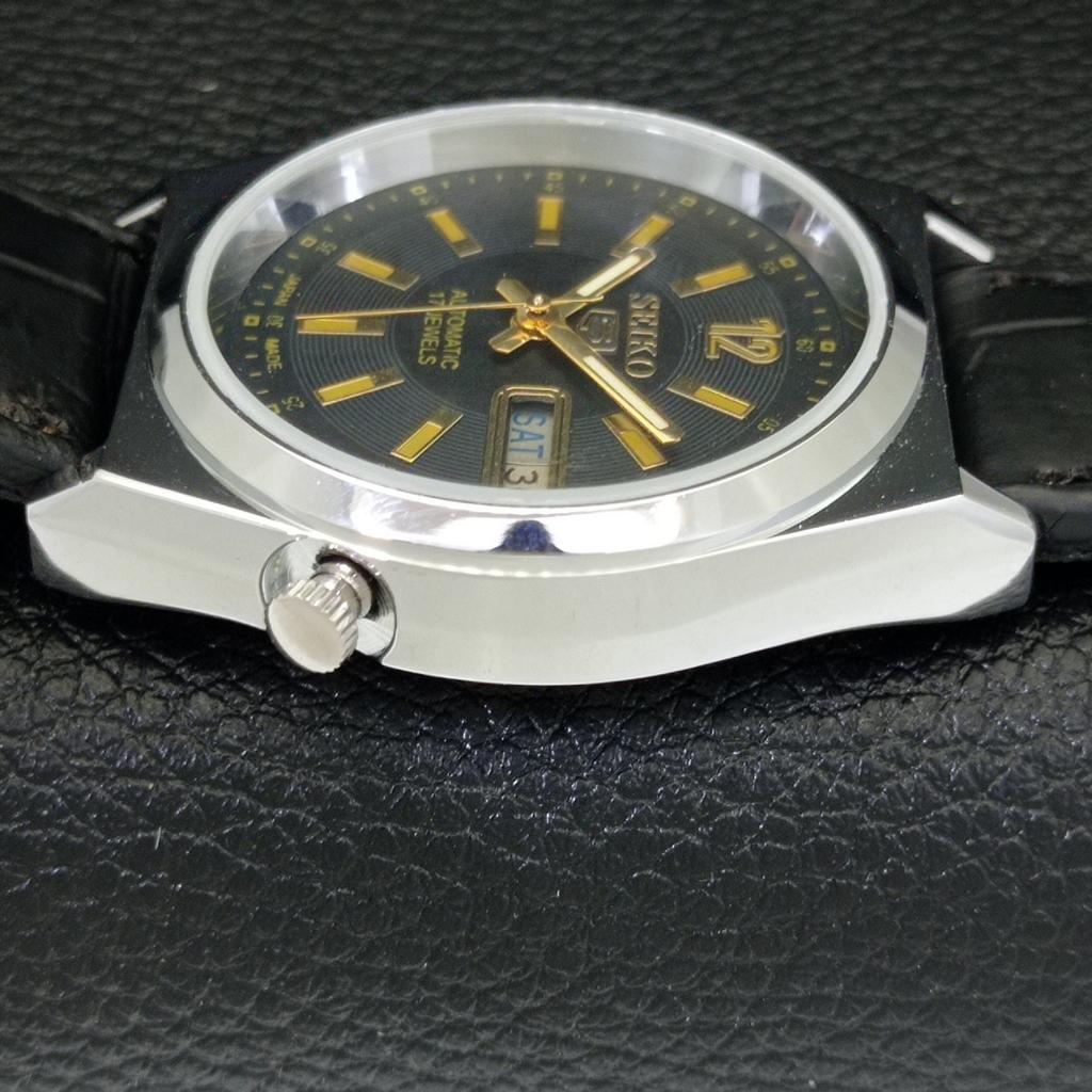 SEIKO 5 AUTOMATIC REFURBISHED JAPAN MENS VINTAGE BLACK DIAL WATCH a500178-2 R151a-a500178