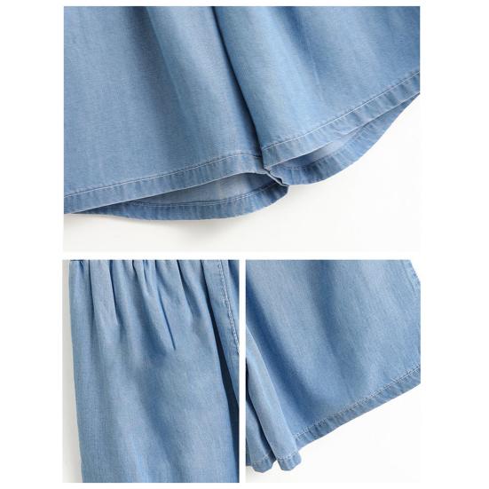 Женские летние широкие шорты с высокой талией — фото 9