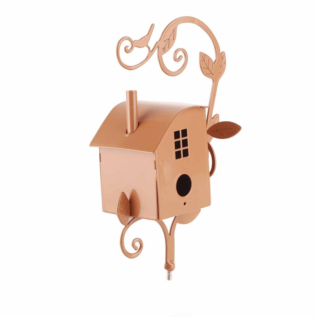 Direkli Metal Kuş Evi Metal Sanat Evi Kuş Evi Kazıkları Sinek Kuşu Evi Eskitilmiş Metal Kuş Evi Bahçe Dekoru