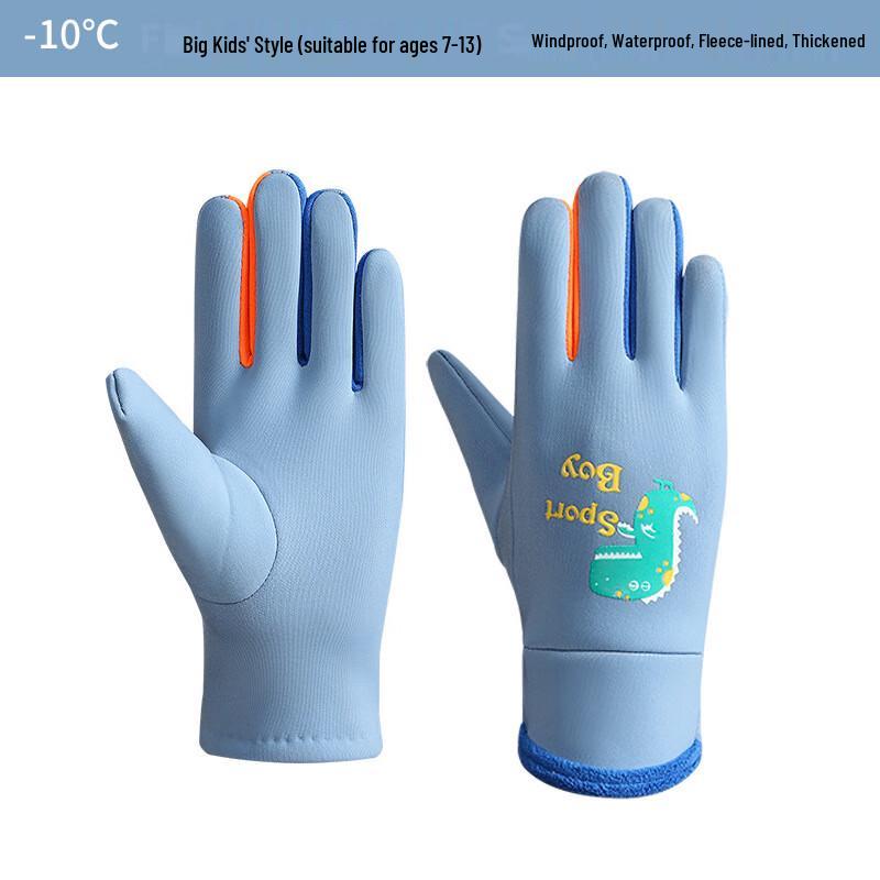 Tingbai Kids Cartoon Dinosaur Winter Warm Gloves