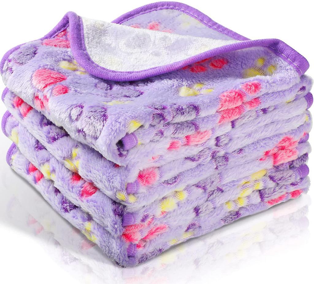 All-Season Coral Fleece Pet Blankets for Dogs & Cats, Paw Print Design, Available Now