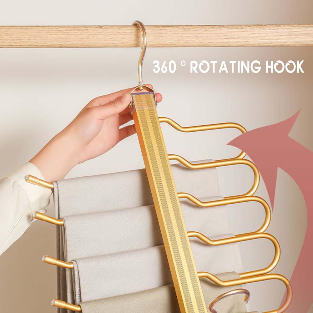 Space Saving Clothes Hanger Racks 6 in 1 Drying Clothes Rack Folding Pant Rack Bedroom Wardrobe Coat Organizer Hangers Storage