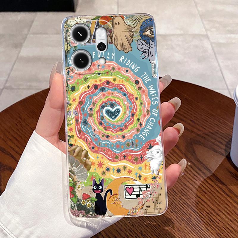 Casing For Oppo Reno14 / Reno 14F / Reno 14 Pro Clear Silicone Jelly Soft TPU Back Cover Cute Rabbit Cat Dinasaur Phone Case