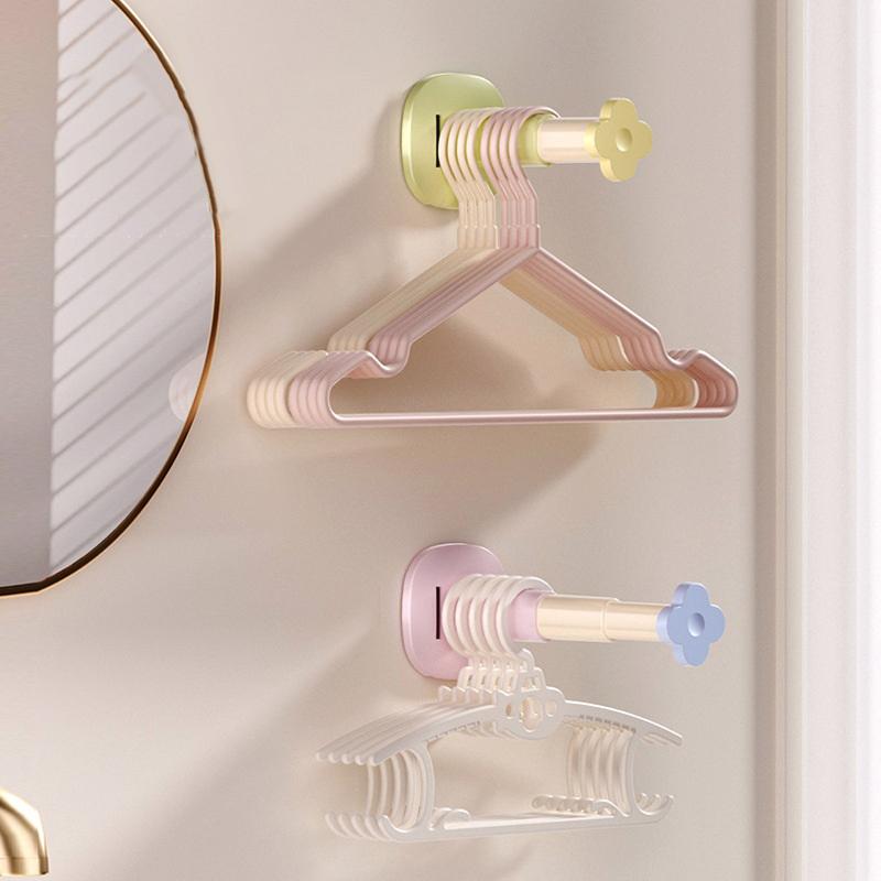 Hanger Storage Rack No-Drill Suction Cup Installation Retractable And Adjustable Length Home Use Hanger Storage Container