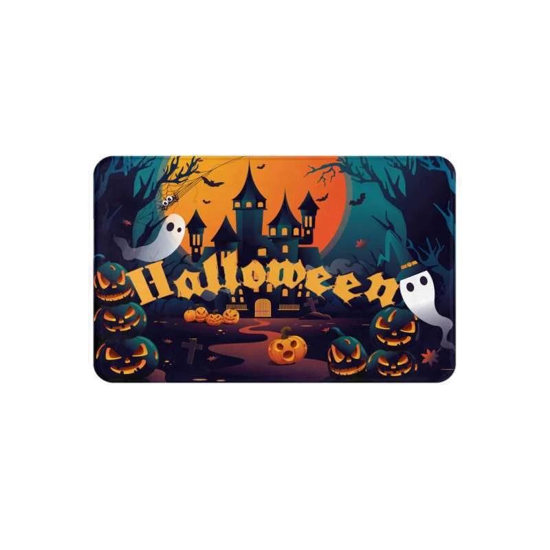 Spooky Halloween Welcome Mat 50x80cm Entrance Mat with Ghost Pumpkin Design Perfect for Bathroom Door Home Halloween Decorations