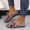 Ethnic Style Leopard Print Single Shoes Women's Design Sense Niche Flat Bottom Pointed Boat Shoes Large Size Ladyshoes Tide Shoes 2025 Autumn New