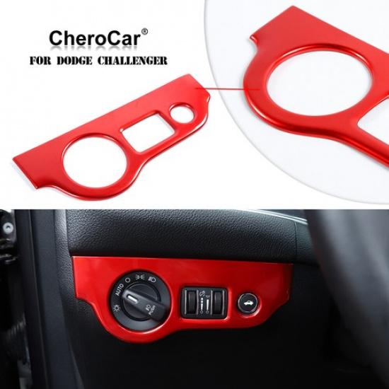 Red Headlight Switch Cover Trim Accessories for Dodge Challenger 15+/Charger 10+