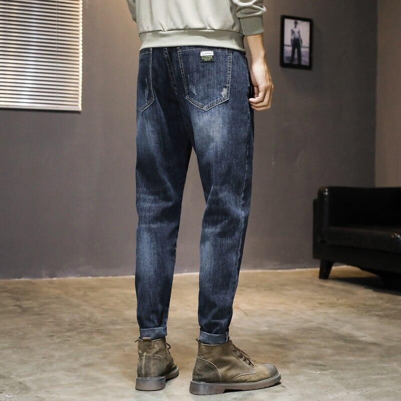 Men Jeans Casual Denim Straight Losse Dark Blue Jeans