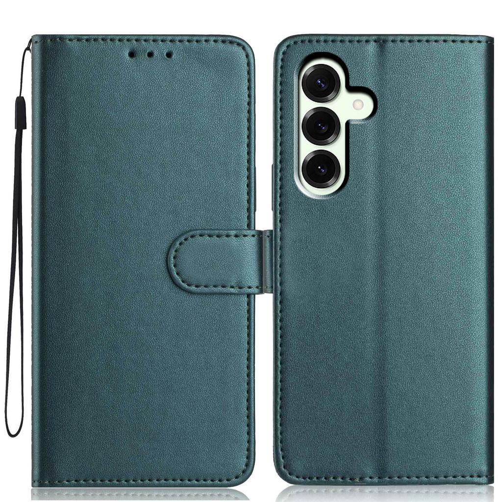 For Samsung Galaxy S25 FE Wallet Case with Strap/Multiple Card Slots Solid Color Leather Stand Phone Cover