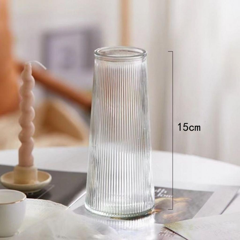 Clear Glass Vase, Ribbed Vase, Fluted Glass Vase, Flower Vase, Modern Vase For Centerpieces, Decorative Vase