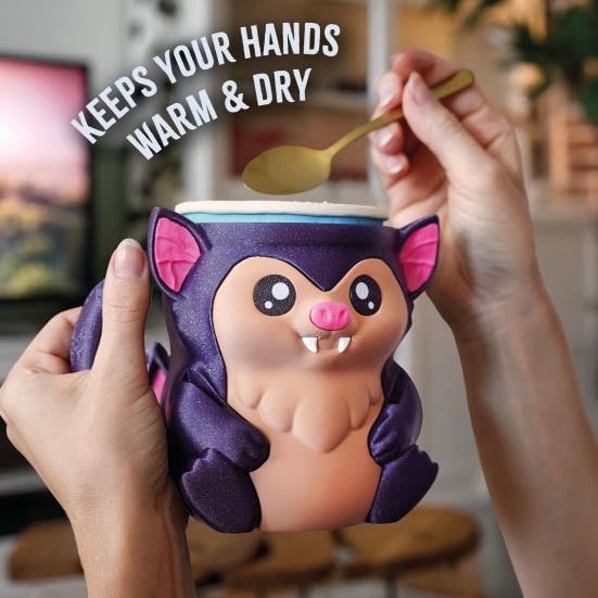 Ice Cream Pint Holder 3D Printing Bat Ice Cream Pint Containers Reusable Plastic Ice Cream Tub Halloween Dessert Container