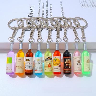 1Pcs Keys Bags Hanging Decor Trendy Acrylic Simulated Wine Bottle Keychain For Man With Cool Charm Pendant Diy Accessory Gift