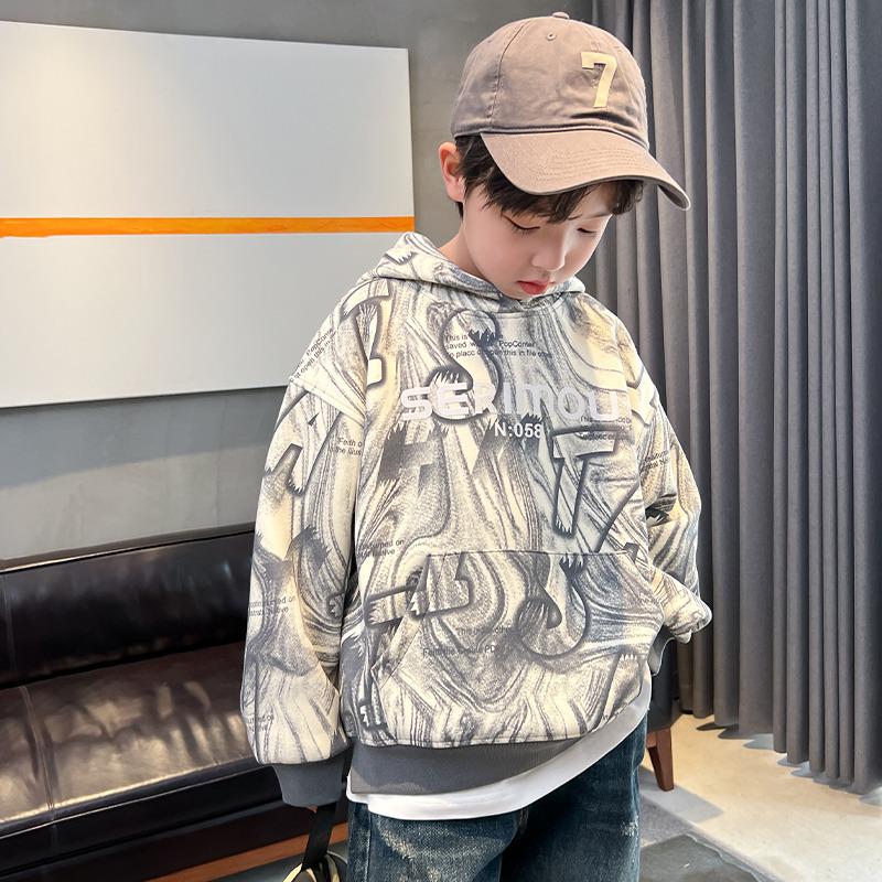 Boys' 2025 Spring & Autumn Hooded Sweatshirt - Trendy Children's Fashion for Middle & Big Kids