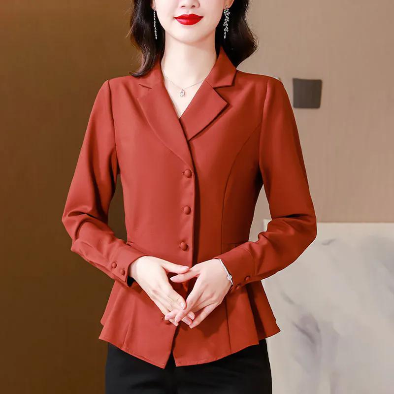 

WTEMPO Свободные женские пиджаки больших размеров с длинным рукавом, однотонные, с V-образным вырезом, на пуговицах, элегантные пальто с отложным воротником XXL