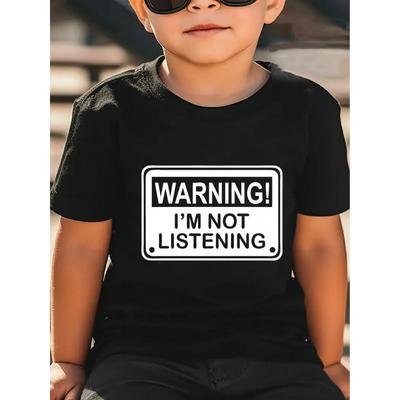 European Size Boys Letter Pattern Crew Neck Short Sleeved T Shirt