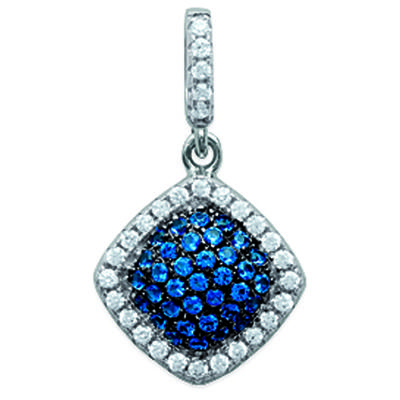 [L6283] - Anhänger Silber 'Sissi' blau weiß (rhodiniert) - 12x12 mm