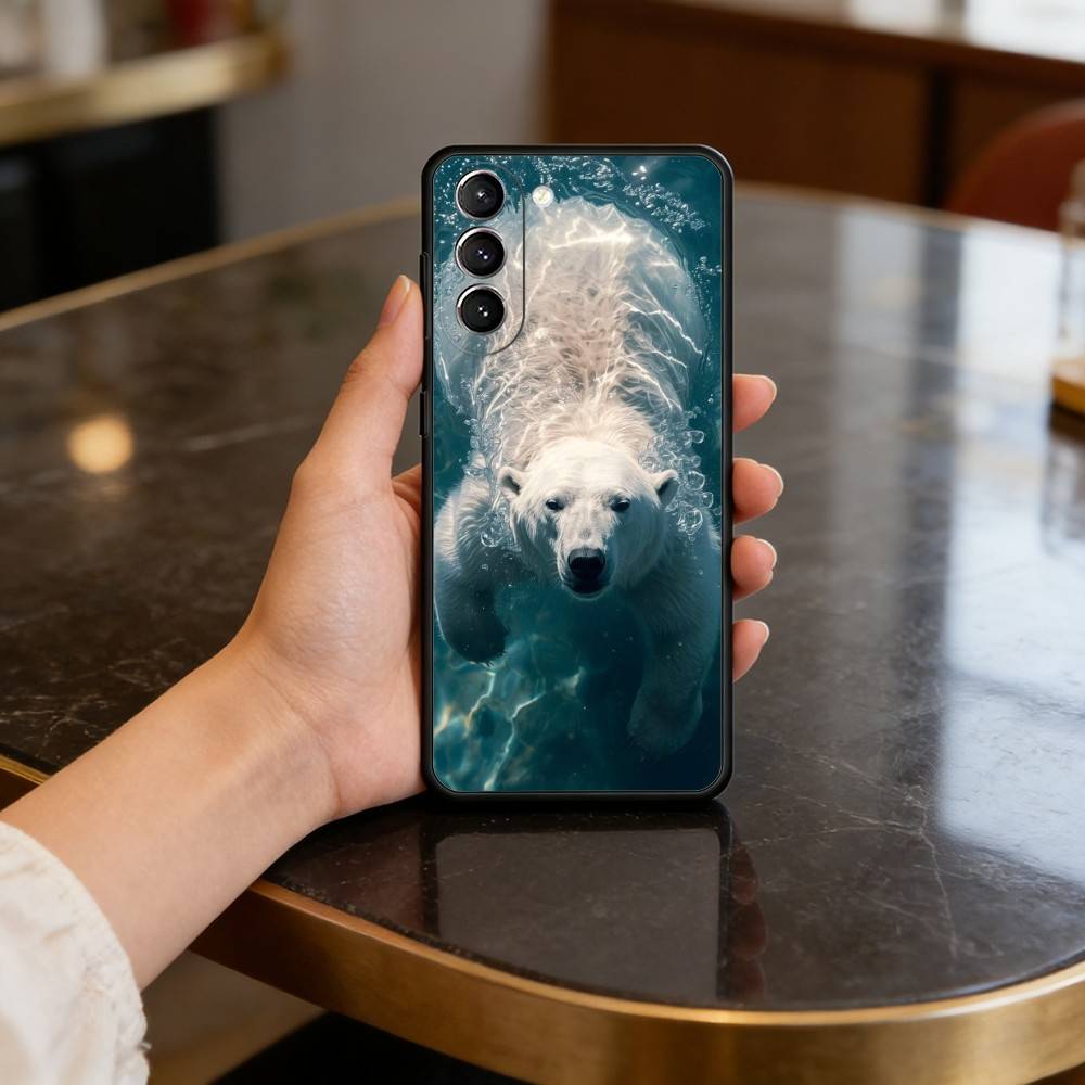 A-Animal P-Polar B-Bear Phone Case For Samsung S25,24,23,22,30,21,10,9,Ultra,Plus,Lite,FE,4,5 G Soft Black Case