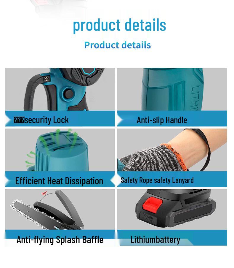 Rechargeable Brushless Mini Electric Chainsaw - Handheld Logging Saw for Outdoor Use