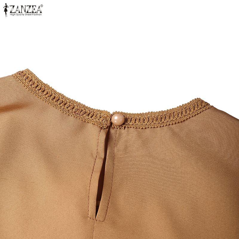 ZANZEA Women Fashion Lace Crochet Patchwork Casual Long Sleeve Dress