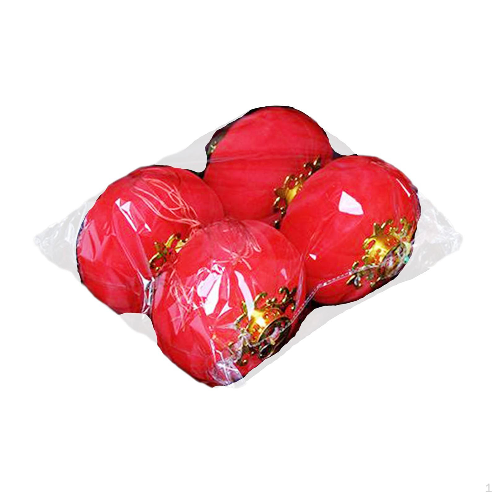4Pcs Chinese Red Lantern Year Decoration Decorative Gift Collectible Flocked Hanging