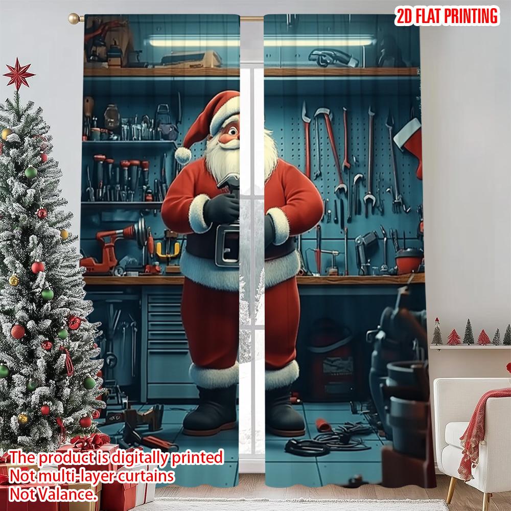 

2 шт. 2D плоская печать С Рождеством Христовым Вечеринка Занавески Дед Мороз4 Машинная стирка Полиэстер Без электричества Семья 52.50×116.00 CM 2pcs