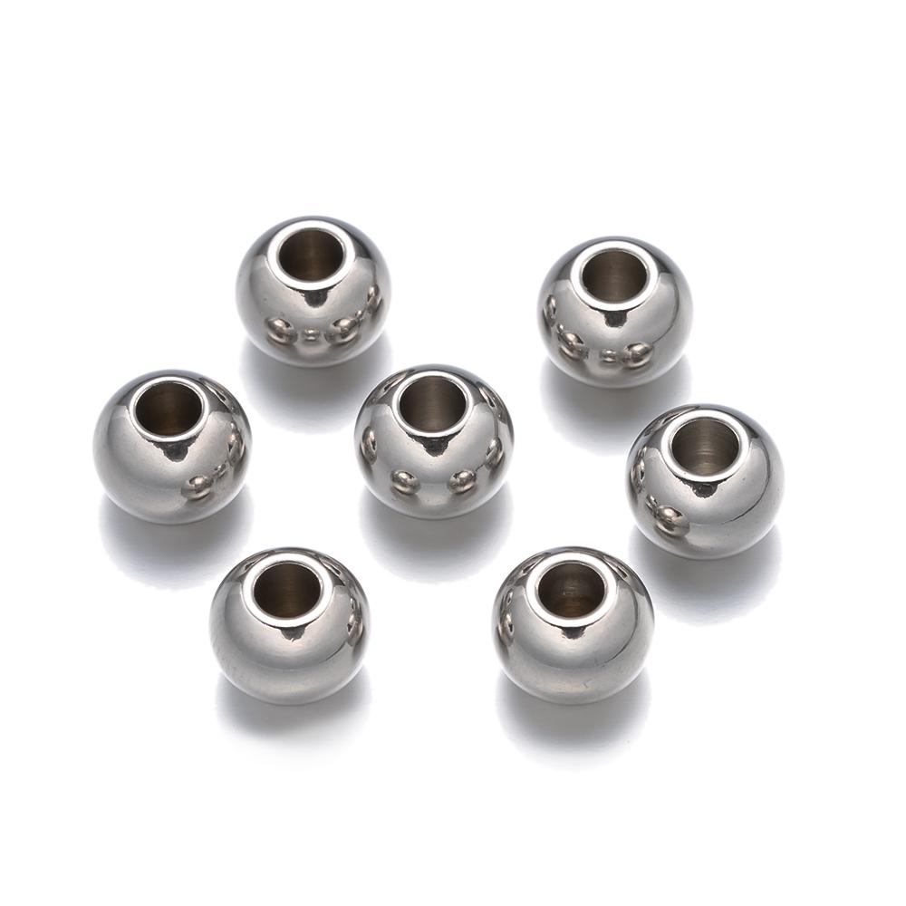50Pcs 2-10mm Stainless Steel Ball Through Mail Eye Gold Loose Bead For Diy Accessories Perforation Drilling Solid Steel Ball