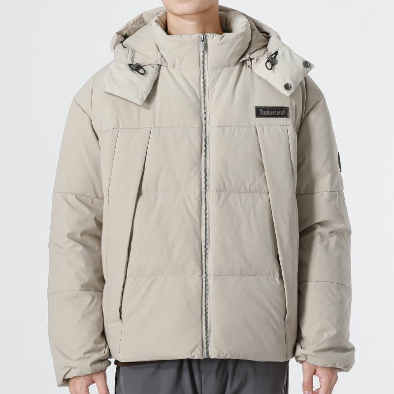 Timberland Af Dwr Goose Eye Recycled Down Jacket Solid Color Hooded Down Coat Winter Men Jacket Gray-Brown A5RFG-CY2