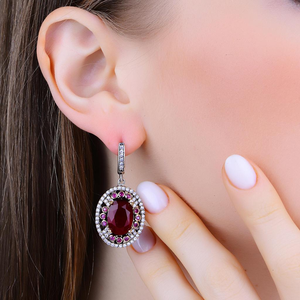 Luxusní sada stříbrných šperků Emerald Stone, osmanský design, ručně vyráběné turecké šperky ve vintage stylu, jedinečná sada stříbra a bronzu