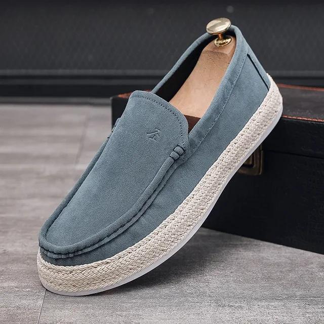 Men Loafers Shoes Summer Shoes Man New Fashion Canvas Footwear Soft Flat Comfy Flock Suede Leather Men Casual Vulcanized Shoes